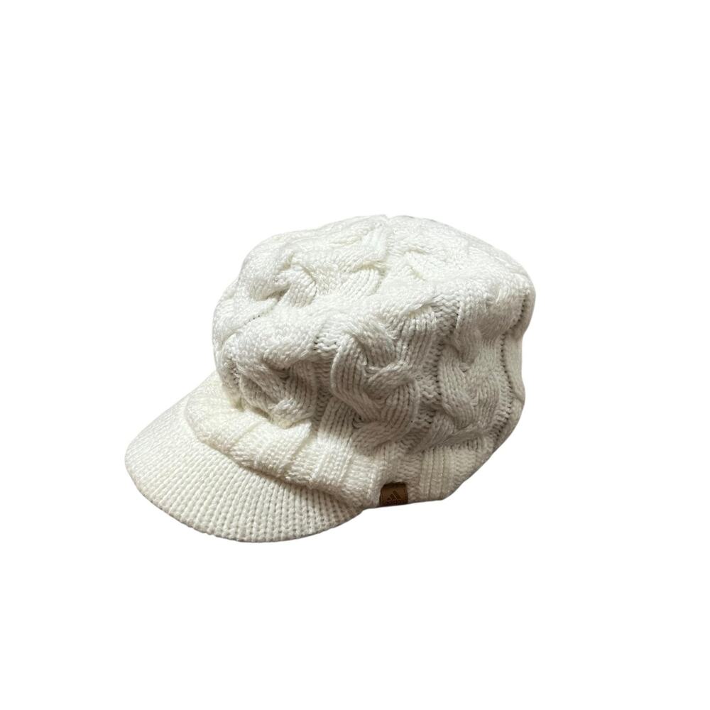 Adidas Women's One Size Cream Sweater Cable Knit Newsboy Beanie Winter Hat